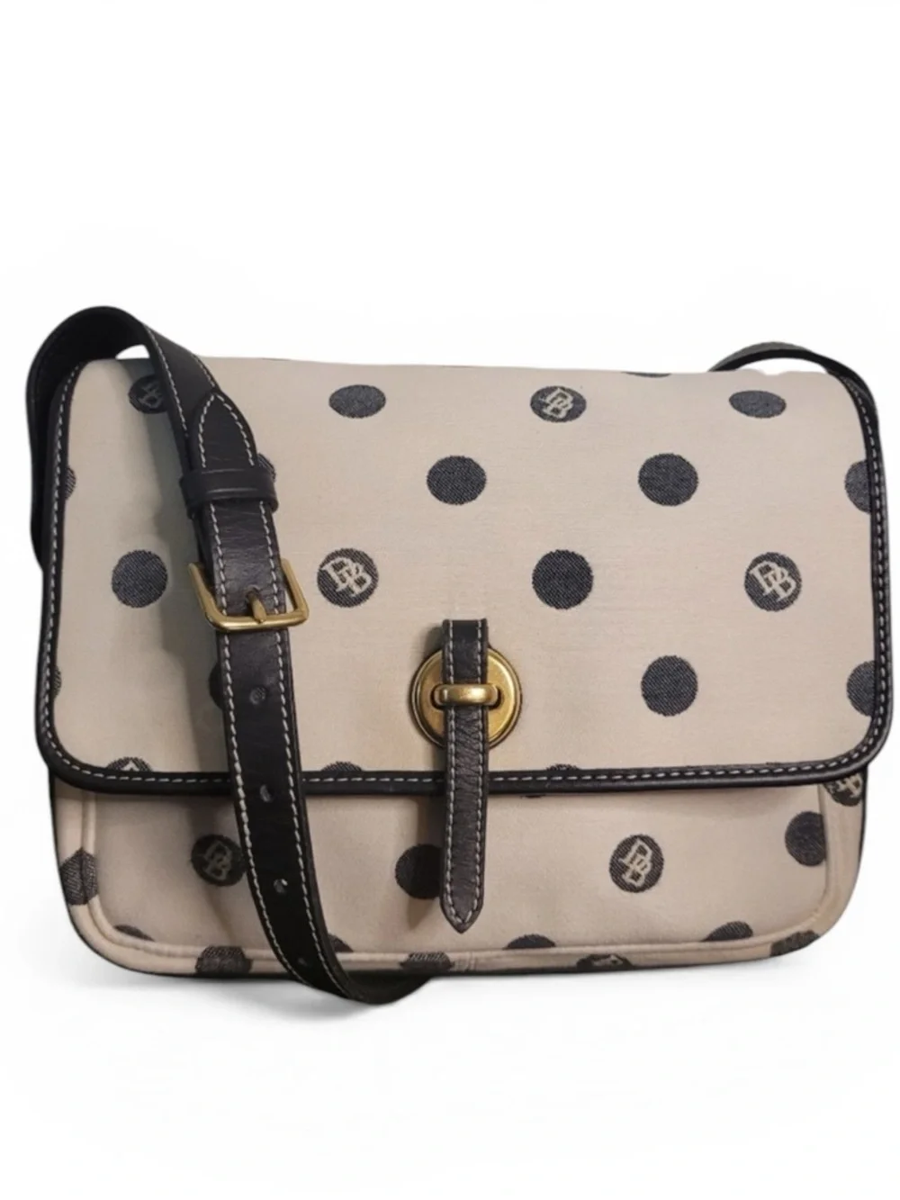 Vintage Dooney & Bourke Classic Monogram Polka Dot USA Made Crossbody Purse